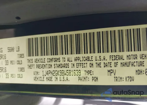 2011 Jeep Liberty Sport из США, поврежденный, VIN 1J4PN2GK9BW581639